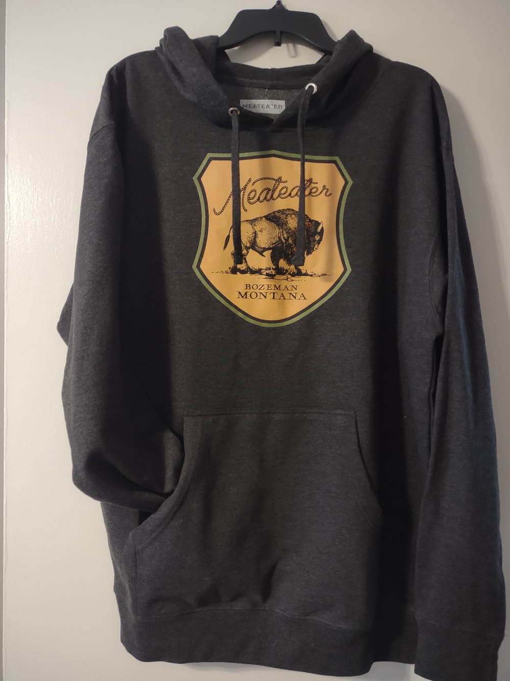 Men's Dark Gray Hoodie with Yellow Buffalo Shield Graphic